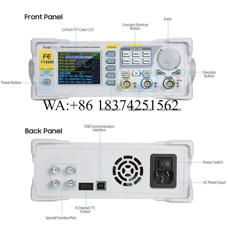 Function Arbitrary Waveform Generator - Wmwmnu für FY6900 100MHz Dual-Kanal DDS-Funktionssignalgenerator,